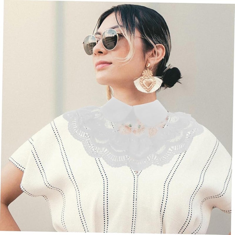 طوق قميص مزيف قابل للفصل باللون الأبيض للنساء - Image 4